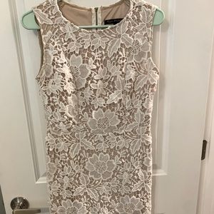 Tan and White Ryan Michelle Lace Dress Sz M